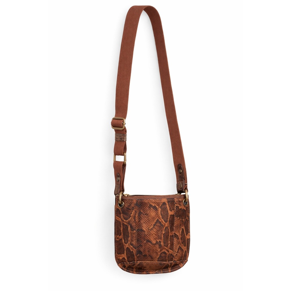 Brown Snake Print Crossbody Bag Small Shoulder Purse Adjustable Strap